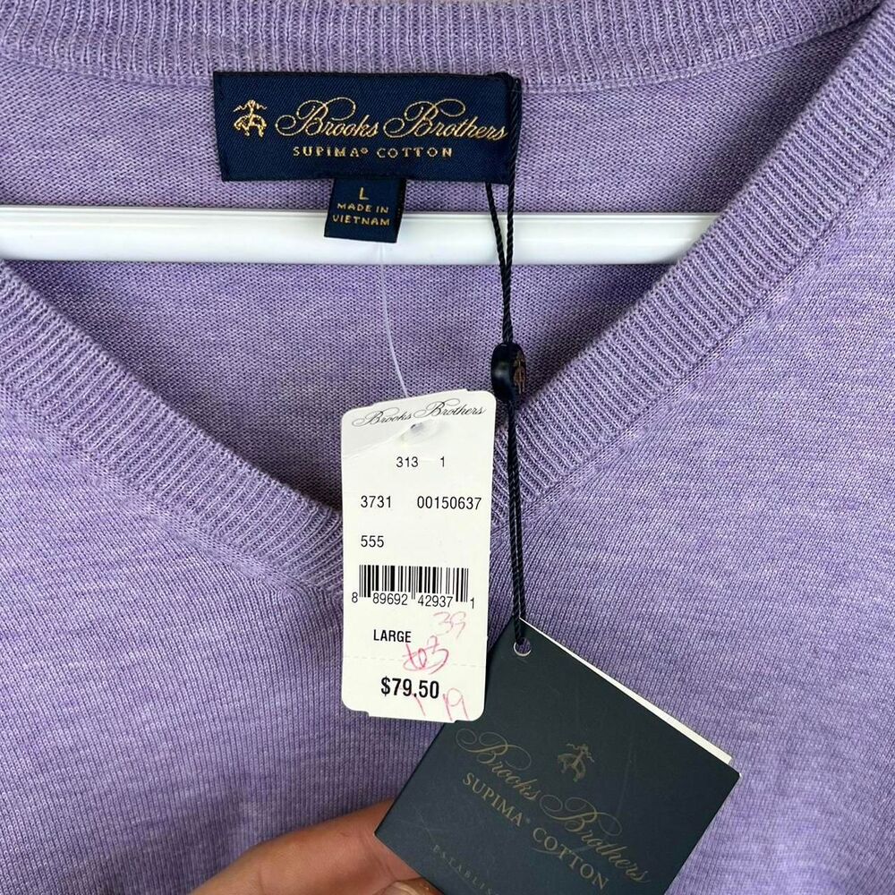 NWT Brook Brothers Purple V-neck Sweater Size L - Picture 3 of 6